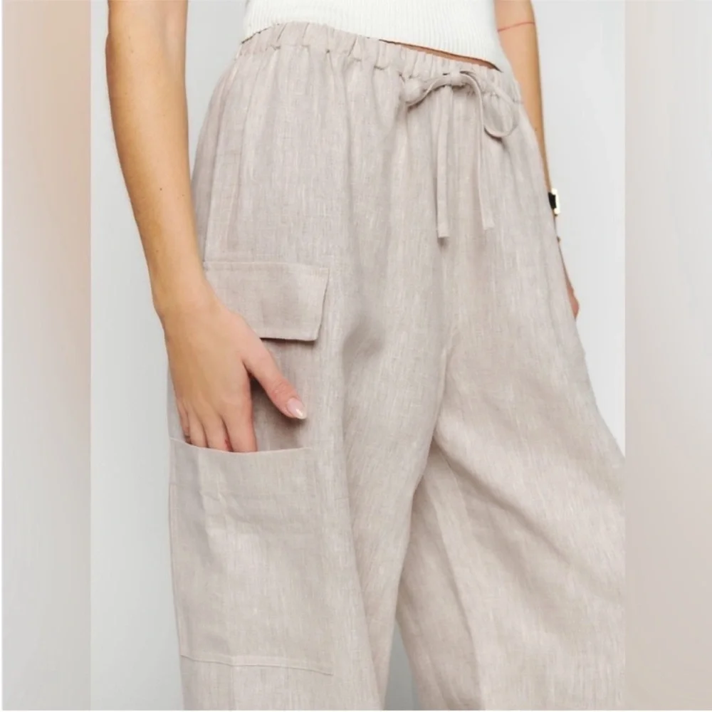 Reformation Ethan Linen Pant in Oatmeal